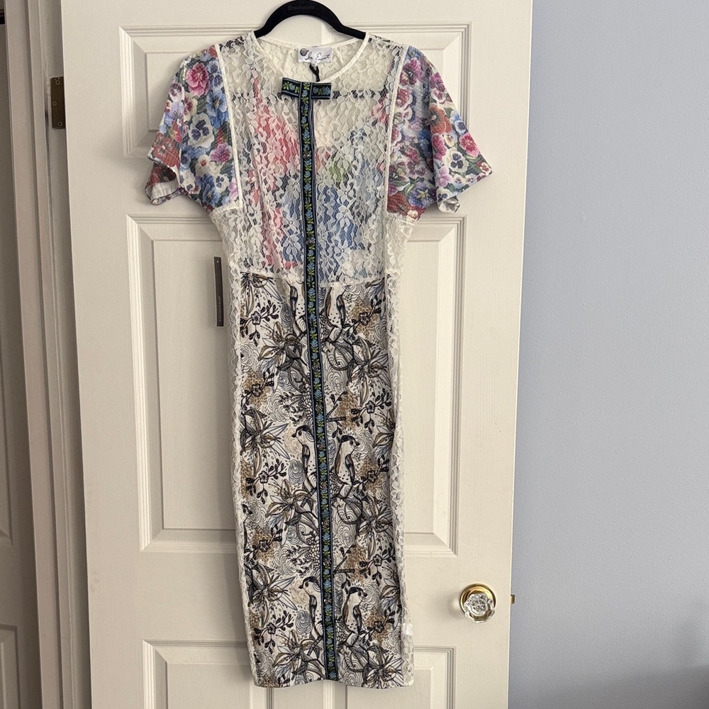 Anthropologie Multicolor Lace Midi Dress by Byron Lars NWT - Picture 4 of 9